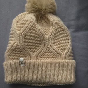 Joe's Jeans Tan Knit Beanie with Pom Pom